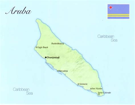 Kaart Aruba Stranden Vogels