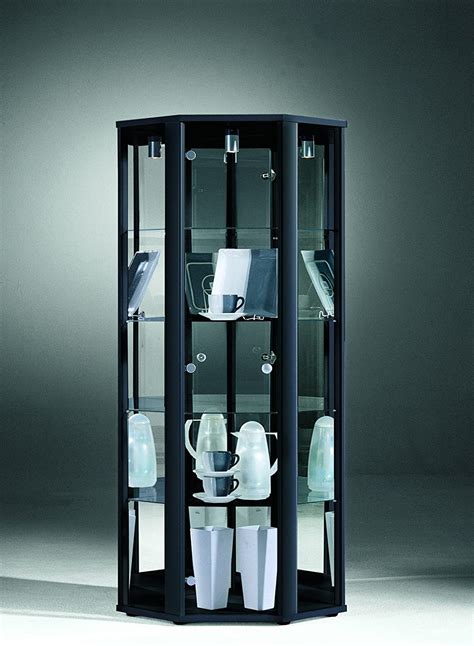 Corner Glass Display Cabinet Unit Corner Black Uk Kitchen