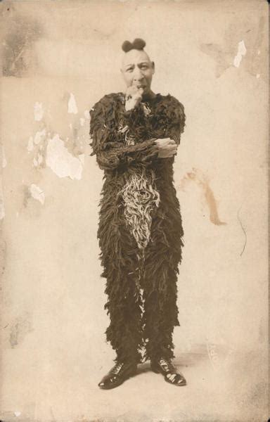 Rare Zip The Pinhead In Bear Costume Sideshow Performer Circus Postcard