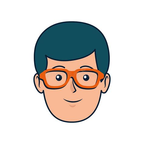 Young Man Head With Glasses Avatar Character Stock Vector