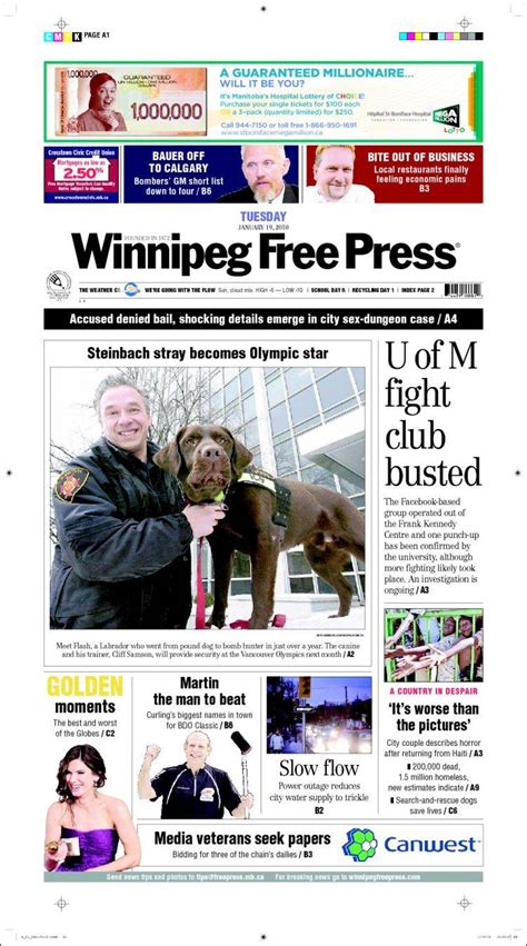 Newspaper Winnipeg Free Press Canada Newspapers In Canada Tuesdays
