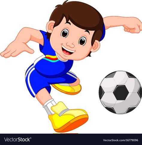 Boy Cartoon Playing Football Royalty Free Vector Image