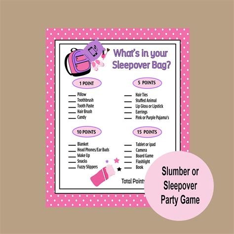 Slumber Party Game Sleepover Game Girls Party Game 8th Etsy In 2021 Slumber Party Games