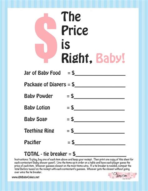 The Price Is Right Baby Shower Game Blue