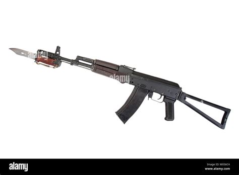 Kalashnikov Assault Rifle Aks 74 With Bayonet Isolated On A White