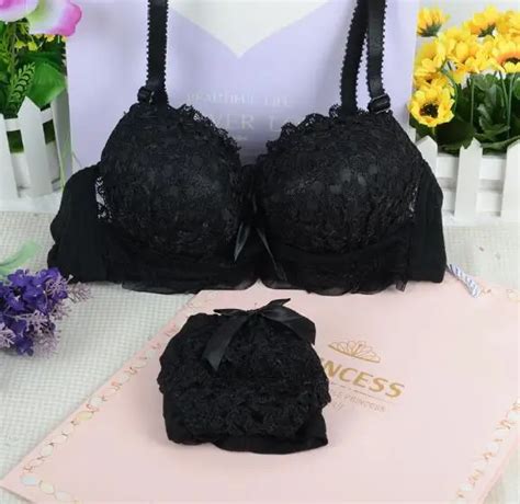 wriufred cotton cute girl bra set sexy lace embroidery lingerie sets adjusted push bra small