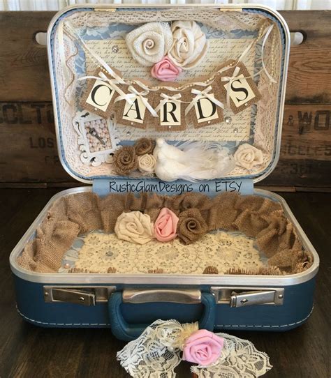 Vintage Suitcase Wedding Card Box Wedding Card Holder Shabby Chic
