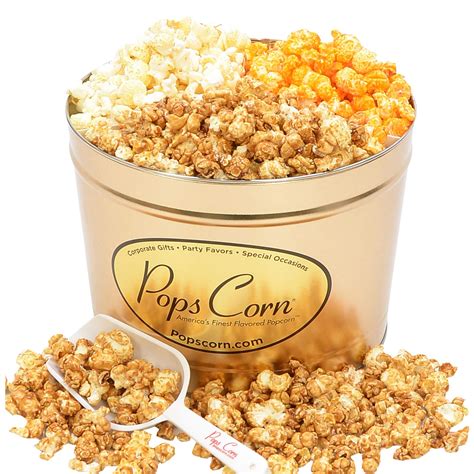 Buy Popcorn Gourmet Tin Large 2 Gallon Caramel Cheese And Kettle Corn