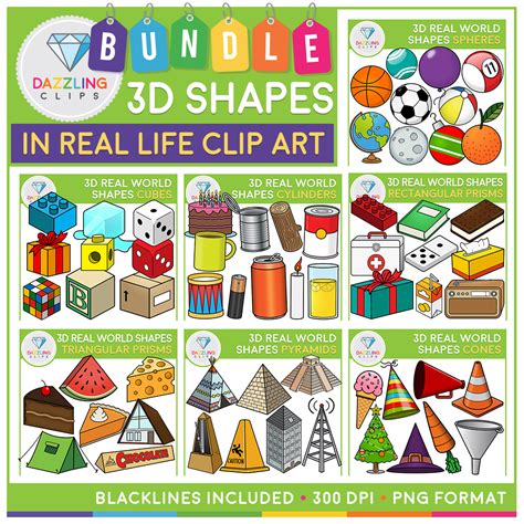 3d Shapes In Real Life Clip Art Bundle