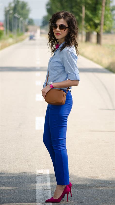 Miss Green Cobalt Blue With Pops Of Fuchsia And Brown