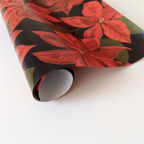 Poinsettia Illustrated Christmas Wrapping Paper By Annie Dornan Smith