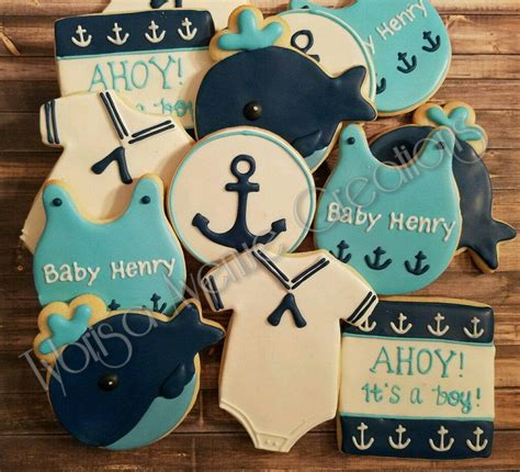 12 Nautical Baby Sugar Cookies Ahoy Its A Boy Sugar Cookies