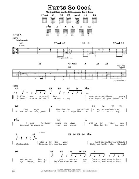 Hurts So Good Sheet Music By John Mellencamp Guitar Lead Sheet