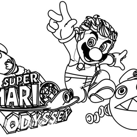 Super Mario Odyssey Coloring Pages Grand Moon Free Printable Coloring