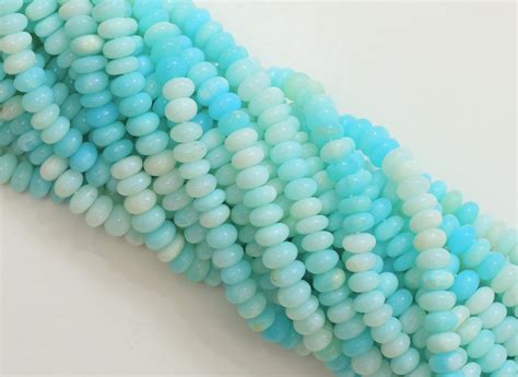 Natural Sky Blue Shaded Opal Smooth Rondelle Shape Beads 16 Etsy