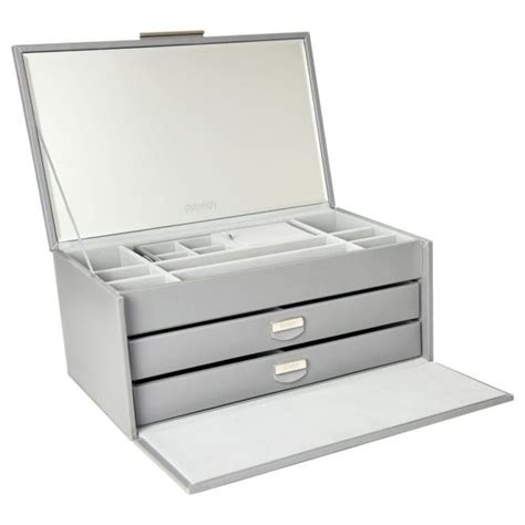 Hillier Jewellers Dulwich Designs Grey Leather Large Jewellery Box