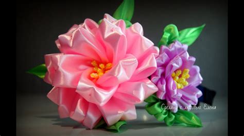Flower Kanzashi Master Class Hand Made Diy Tutorial Канзаши МК ободок с