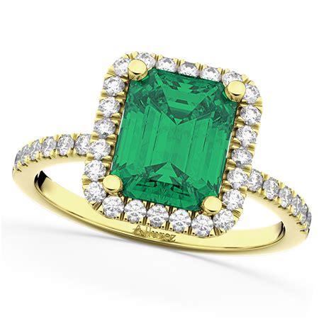 Emerald And Diamond Engagement Ring 14k Yellow Gold 332ct Ad1607