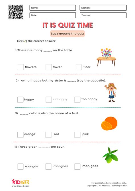 Free Worksheets For Grade 2 English Grammar Worksheets For Kindergarten