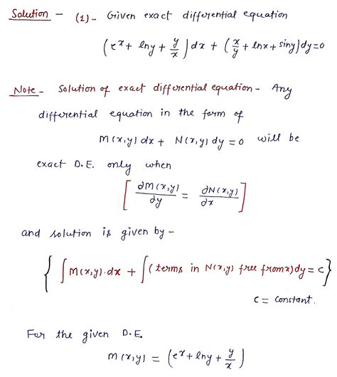 Solved Solve The Following Exact Differential Equations Solve The