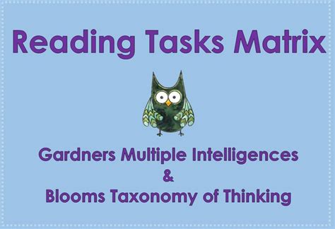 Reading Task Matrix Blooms Taxonomy Multiple Intelligences Teach In A Box Blooms
