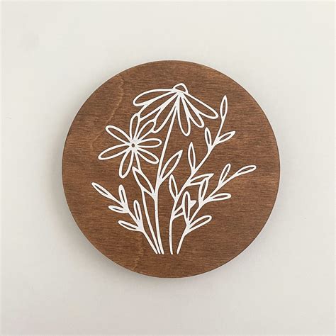 Handcrafted Wooden Coasters With A Wildflower Floral Design Wood Is