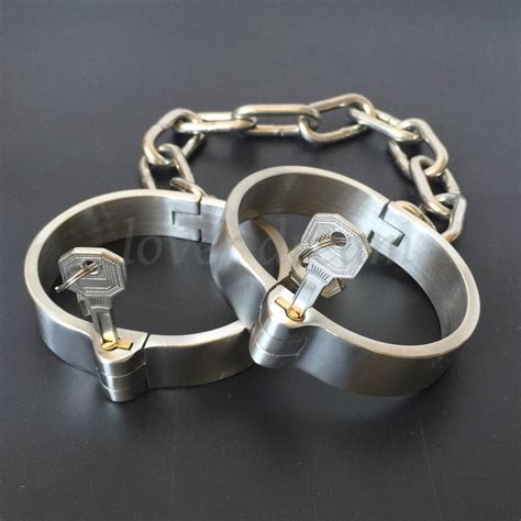 stainless steel lockable neck collar hand ankle cuffs slave bdsm tool bondage handcuffs leg