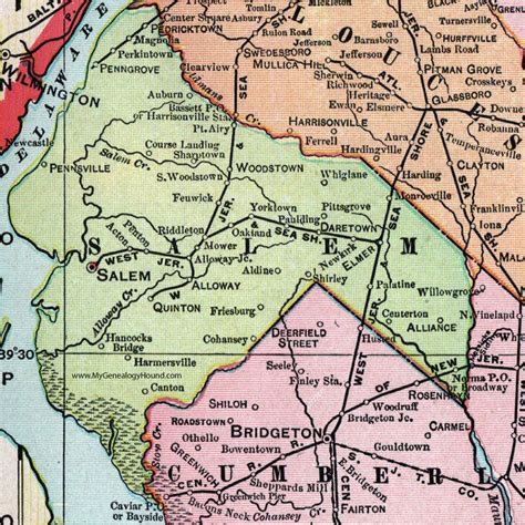 Salem County New Jersey 1905 Map Cram Pennsville Penns Grove