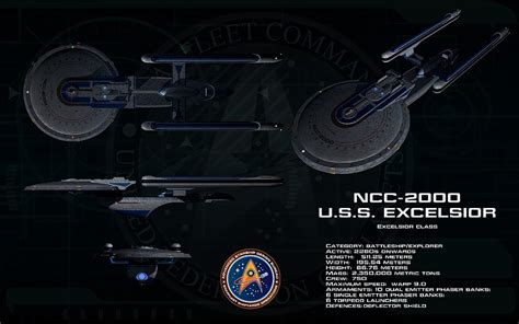 Black Ncc 2000 Uss Excelsior With Text Overlay Star Trek Uss