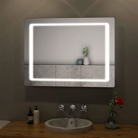 Emke 800 X 600mm Illuminated Led Bathroom Mirror Led Mirrors Light With Shaver Socket Sensor