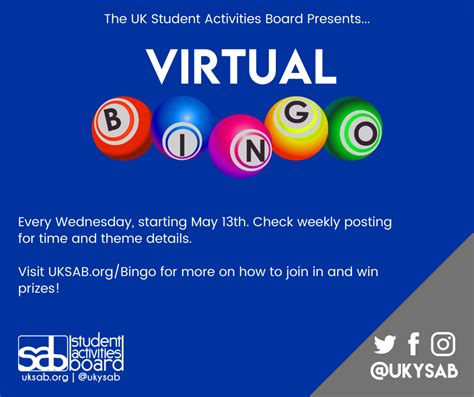 One fun activity that can easily be done over zoom is playing a game of bingo! Virtual Bingo - UK Student Activities Board