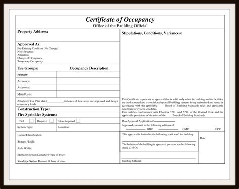Certificate Of Occupancy Certificates Templates Free