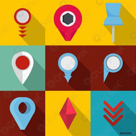 Meeting Point Icons Set Flat Style Stock Vector Crushpixel