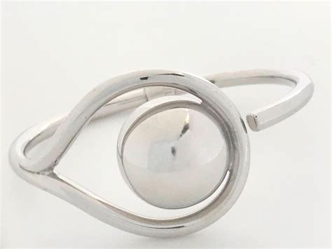 Contemporary Modernist Sterling Silver Ball Bead Loop Bangle Etsy