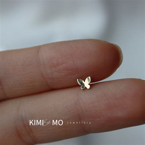Tiny 14k Solid Gold Butterfly Studminimalist Earringsmall Etsy Canada
