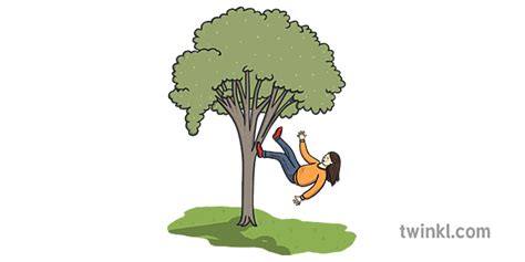 Girl Falling Out Of Tree Illustration Twinkl