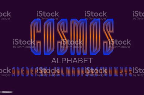 Cosmos Alphabet Of Luminous Orange Blue 3d Letters Glowing Display Font