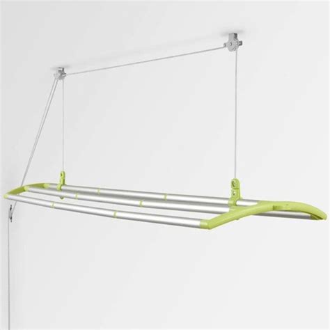 Suspended from the ceiling using a seamless pulley how low does the laundry hanging rack hang from the ceiling? Ceiling Mounted Drying Rack | Drying room, Hanging clothes ...