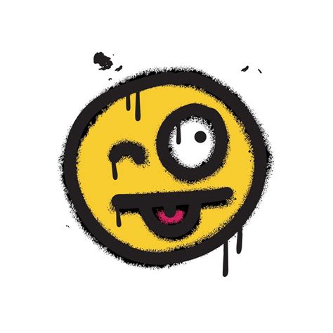 Graffiti Emoticon Smiling Face Painted Spray Paint Vector