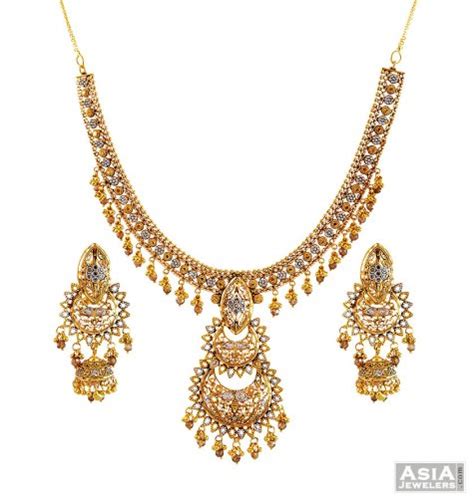 Pakistani Antique Necklace Set 22k Ajns56664 22kt Gold Designer