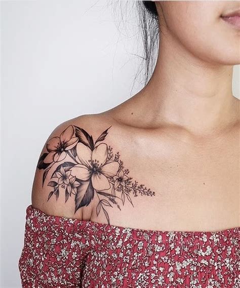 40 Black And White Floral Shoulder Tattoo Ideas