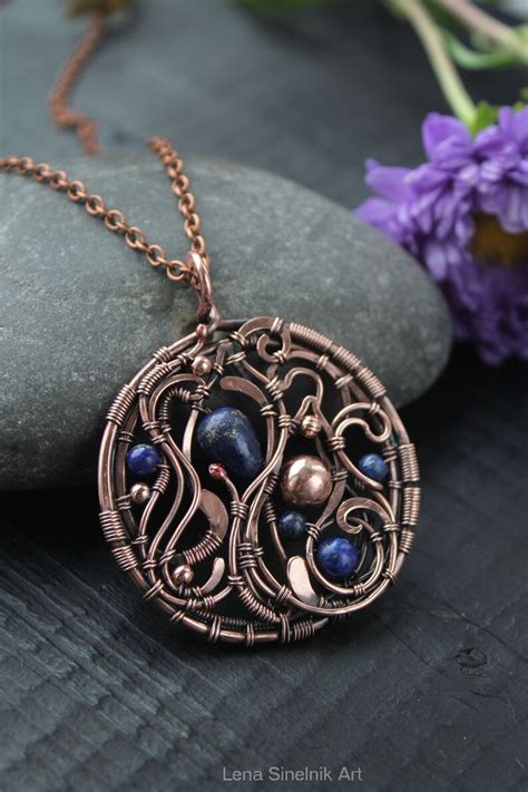 Wire Wrap Necklace Wire Wrapped Jewelry Handmade Copper Etsy