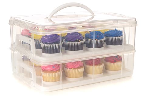 24 Large Cupcake Carrier Two Tiered Holder Cake Carrier Stack And