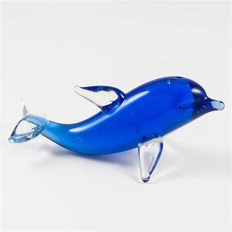 Glass Dolphin Figurine Blown Glass Dolphin Miniature Glass Etsy