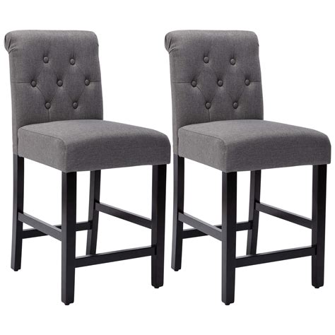 24 Inches Fabric Counter Height Bar Stools Set Of 2 Upholstered