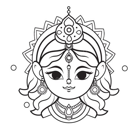 hindu deity female face coloring page outline sketch drawing vector wing drawing female