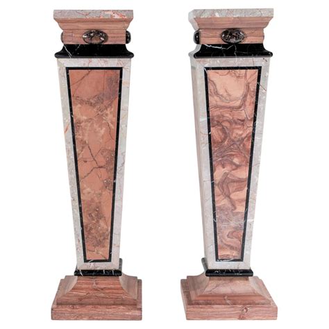 Palatial Pair Of Early 20th Century Carved White Marble Pedestals For