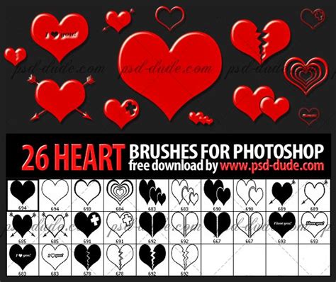 Heart Photoshop Brushes For Valentine Day Photoshop Brushes Free