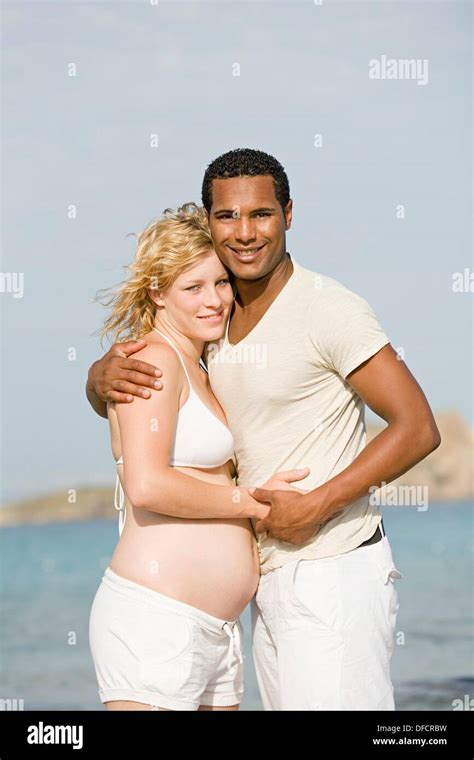 Interracial Couple At The Beach Stock Photo Alamy
