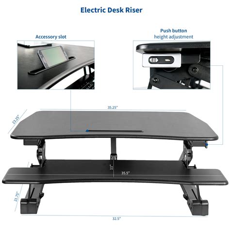 Vivo Black Electric Height Adjustable 36 Inch Standing Desk Converter